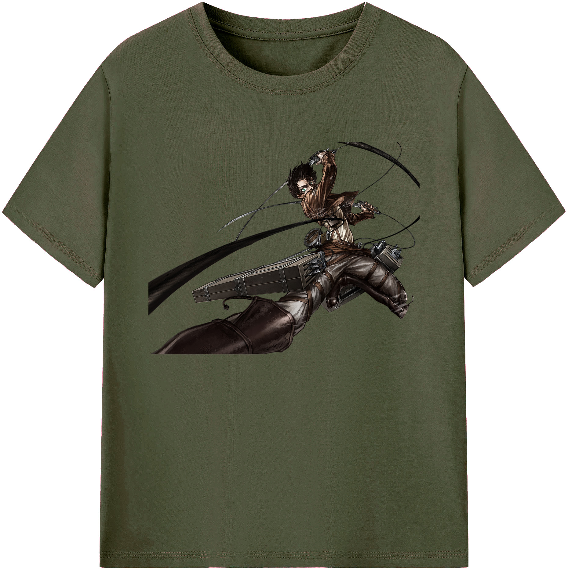 （画像用） 進撃の巨人 エレン･イェーガー Attack on Titan Eren Jäger 綿100％ メンズ半袖Tシャツ｜肌触りやわらか＆通気性